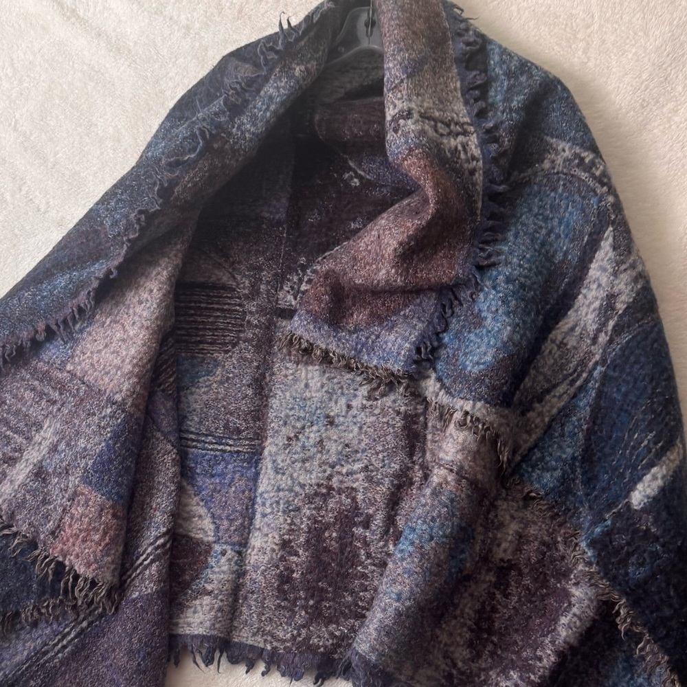 Aritzia Wilfred Blanket Wool Scarf Shawl Mosaic Shawl Wrap Boho Cozy Warm - Picture 5 of 16